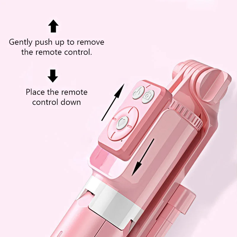 B12 Wireless Selfie Stick Stand with Light Bluetooth Remote Extendable Tripod for iPhone Mobile Phone Tiktok Live Streaming