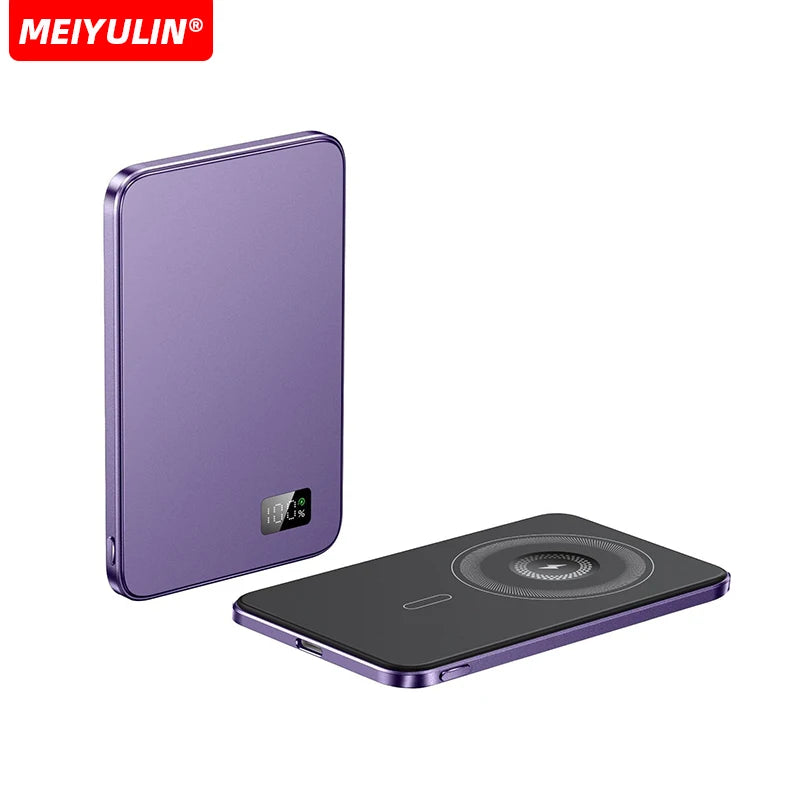 10000mAh Thin Magnetic Wireless Power Bank 5000mAh Portable USB C Fast Charging External Battery for iPhone 16 15 Samsung Xiaomi