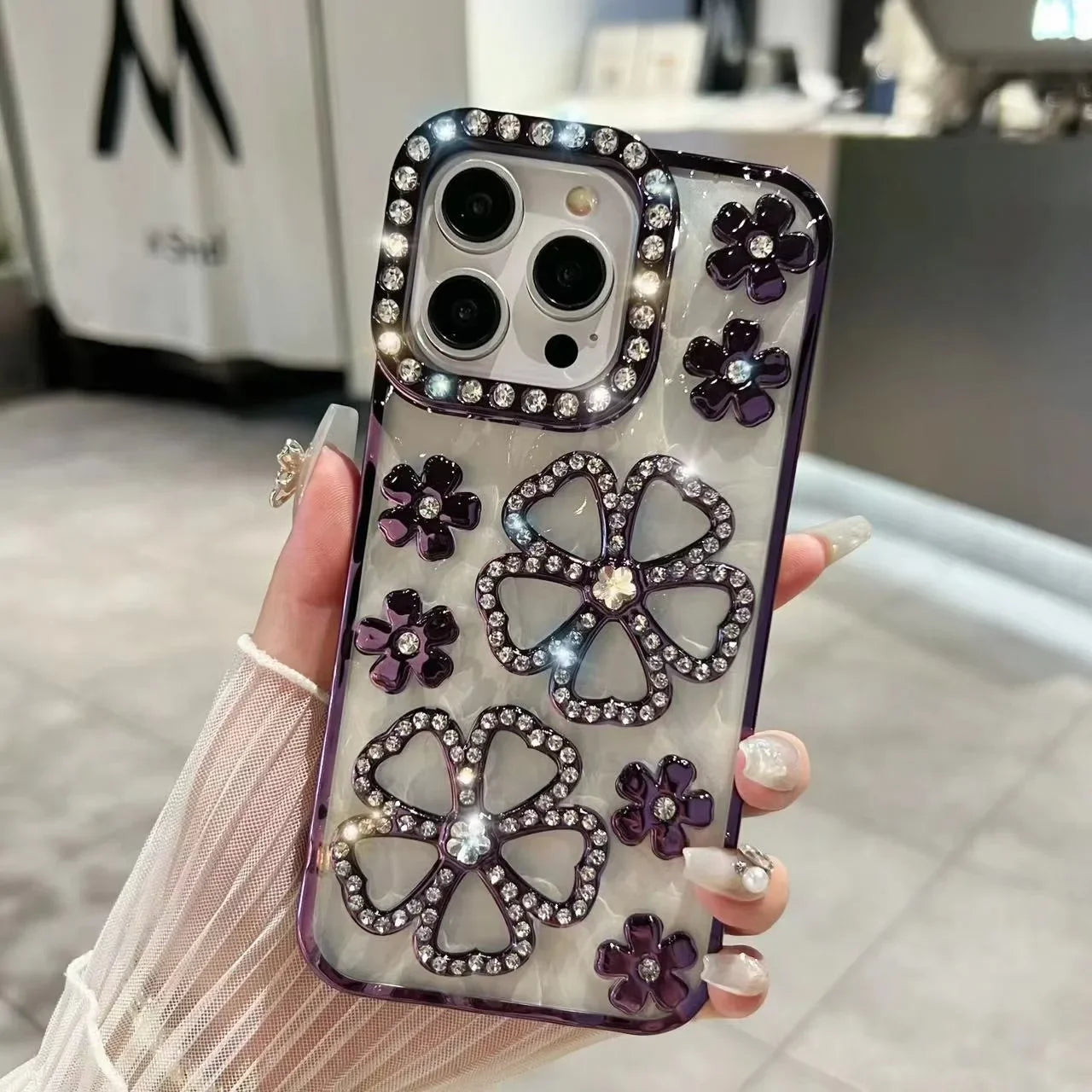 Diamond Flower Plated iPhone Case – Mobizzio
