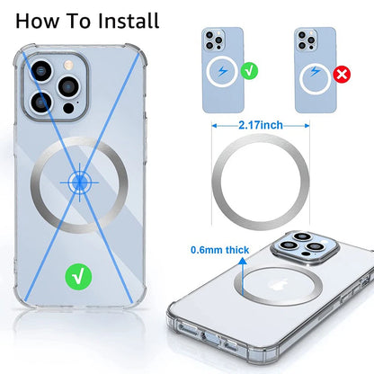 2Pack for Magsafe Magnetic Plate Ring Universal Metal Sticker Support Wireless Charger Metal Plate Sheet for Magnet Car Holder