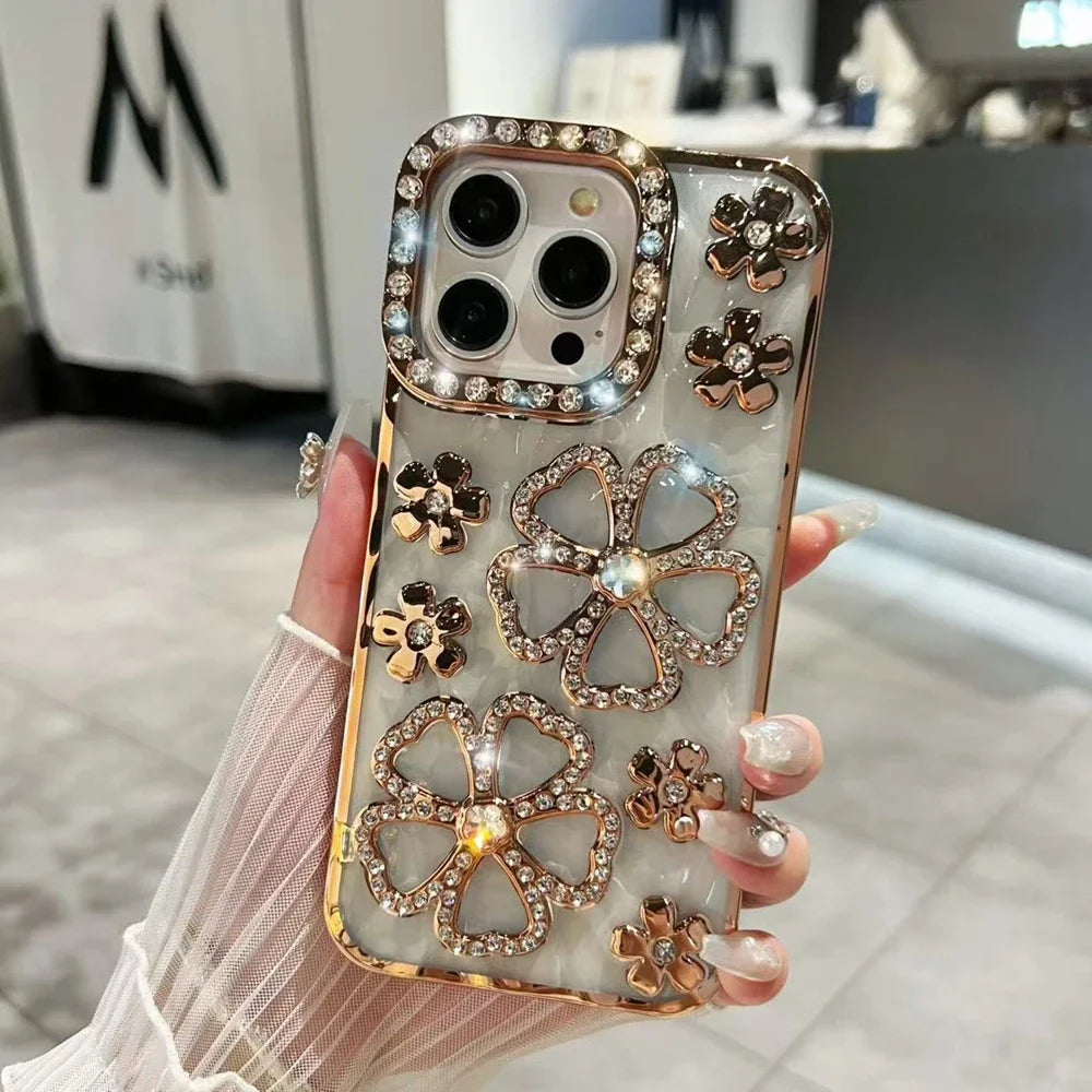 Diamond Flower Plated iPhone Case – Mobizzio