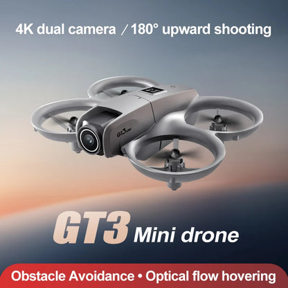GT3 Drone with HD Dual Camera 180° Upward Shooting, Obstacle Avoidance & Optical Flow Positioning, Foldable Po