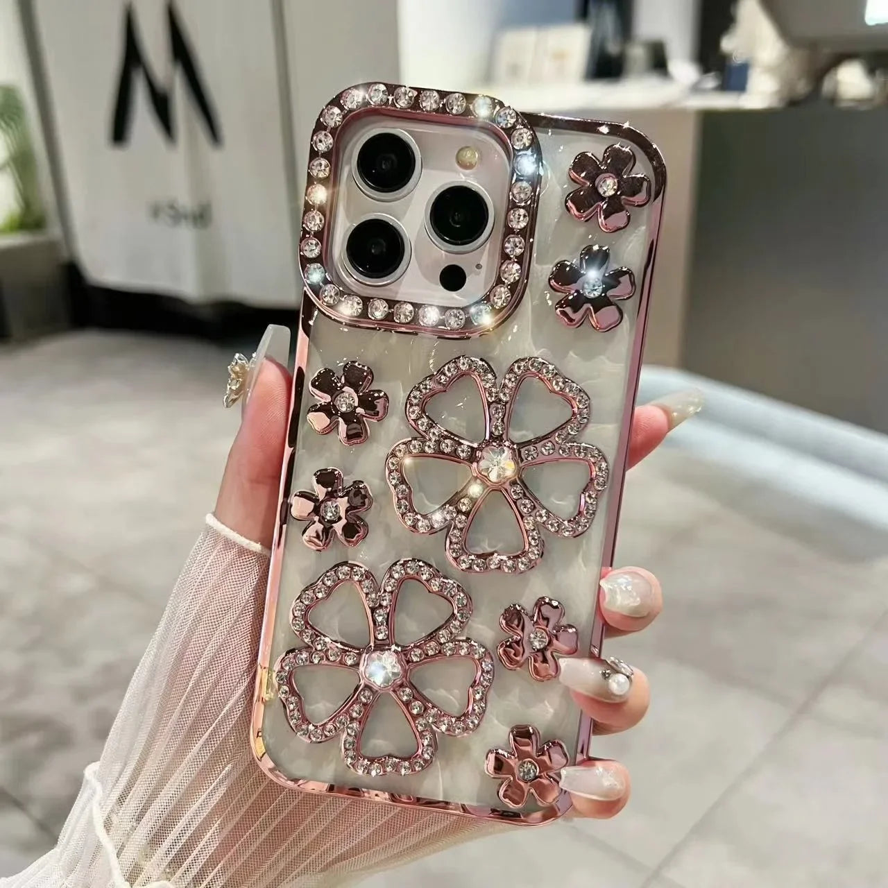 Diamond Flower Plated iPhone Case – Mobizzio