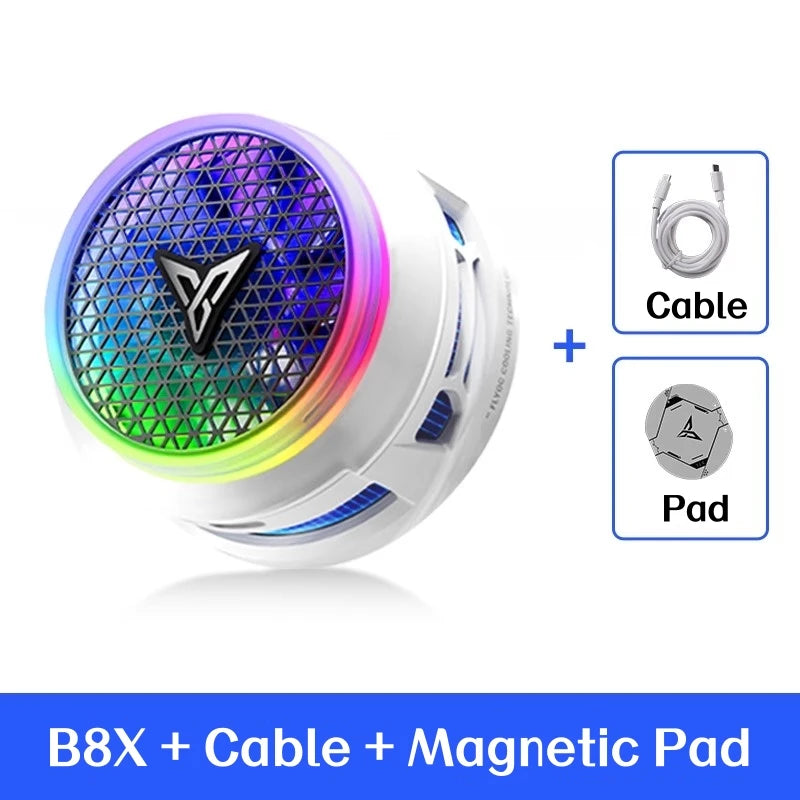 Flydigi B8X Cellphone Cooler Frequency Conversion Super Heat Dissipation Magnetic Radiator RGB Light For iPhone iPad Android
