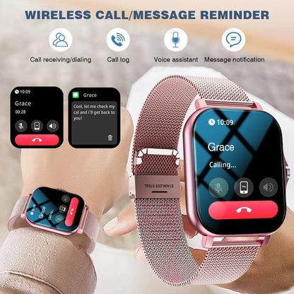 Sports smart watch, fitness activity detector, Bluetooth calling, message reminder view, unisex, suitable for Android and iPhone