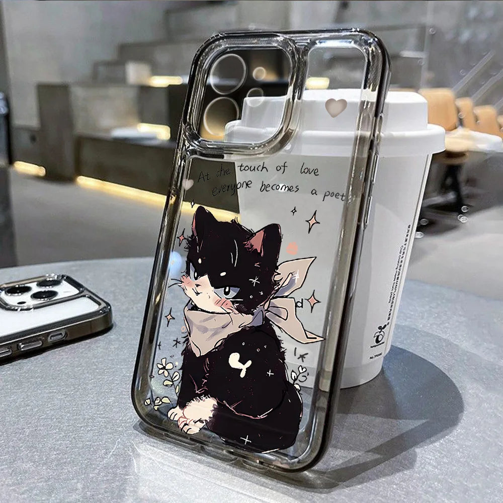 Cute Cartoon Cat Clear iPhone Case – Mobizzio