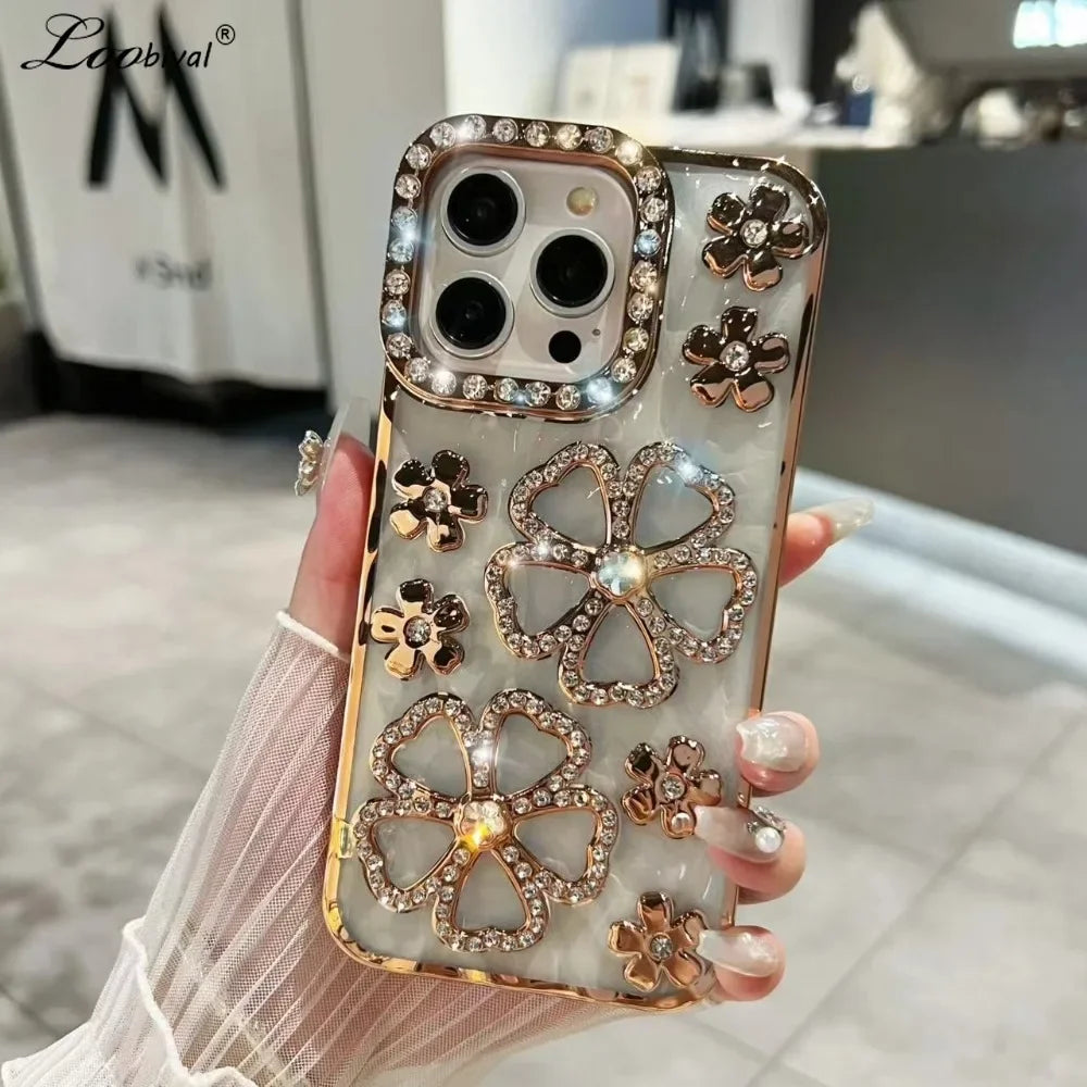 Diamond Flower Plated iPhone Case – Mobizzio