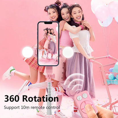 B12 Wireless Selfie Stick Stand with Light Bluetooth Remote Extendable Tripod for iPhone Mobile Phone Tiktok Live Streaming