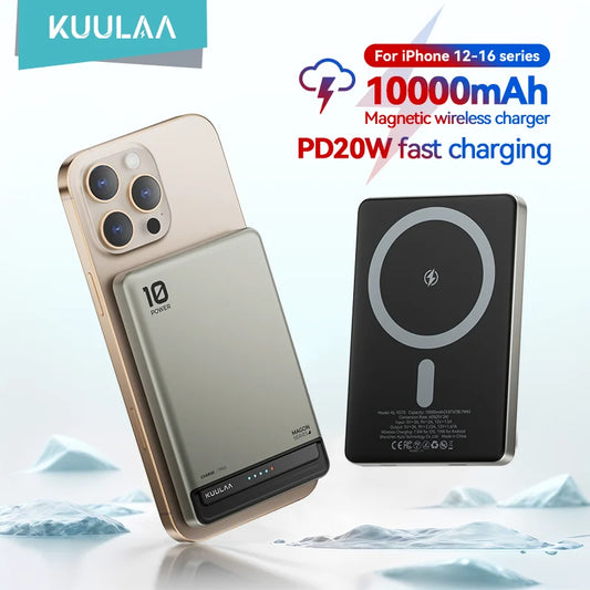 KUULAA Magnetic Power Bank 10000Ah Wireless Portable charger 20W Fast Charging For magsafe For iPhone 16 15 14 Por Max PowerBank