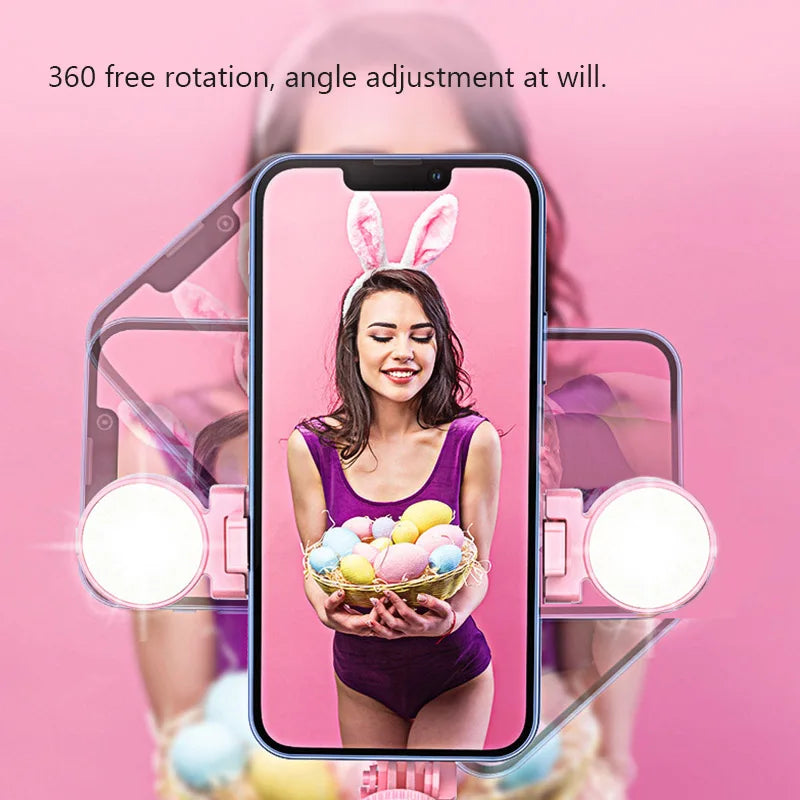 B12 Wireless Selfie Stick Stand with Light Bluetooth Remote Extendable Tripod for iPhone Mobile Phone Tiktok Live Streaming