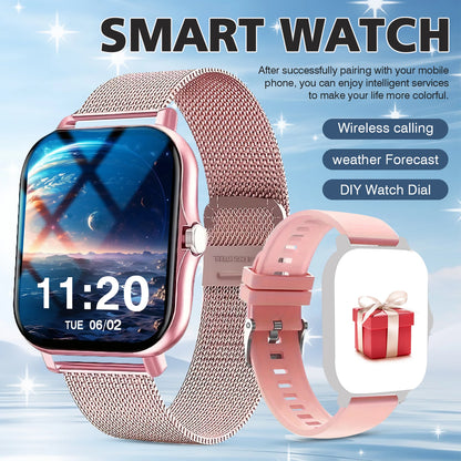 Sports smart watch, fitness activity detector, Bluetooth calling, message reminder view, unisex, suitable for Android and iPhone