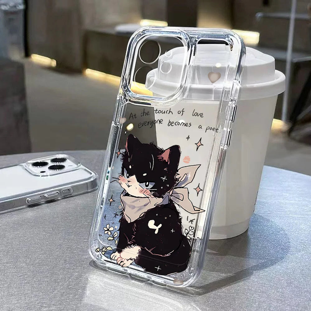 Cute Cartoon Cat Clear iPhone Case – Mobizzio