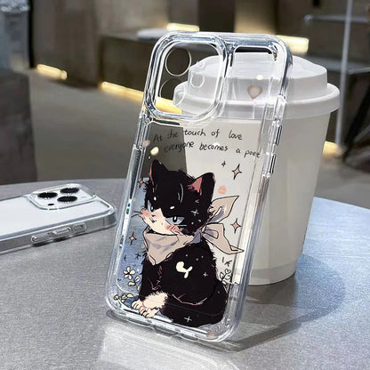 Cute Cartoon Cat Clear iPhone Case – Mobizzio