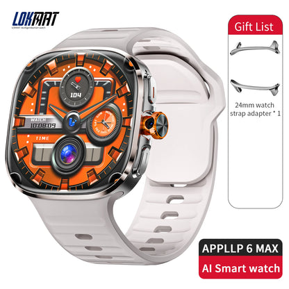 LOKMAT New APPLLP 6 MAX Android Smart Watch Phone Amoled Touch Screen Rotating Camera AI Translation Function Chatgpt