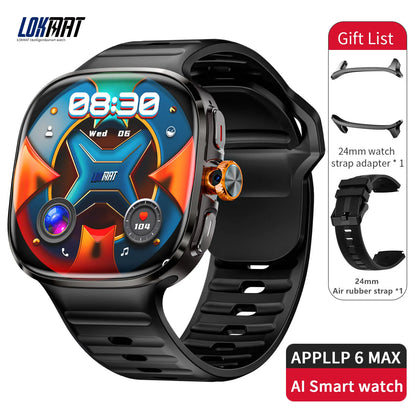 LOKMAT New APPLLP 6 MAX Android Smart Watch Phone Amoled Touch Screen Rotating Camera AI Translation Function Chatgpt