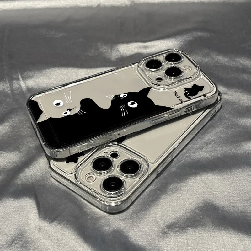 Cute Cartoon Cat Clear iPhone Case – Mobizzio