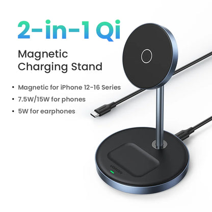 UGREEN Qi2 25W Magnetic Wireless Charger Stand Charging Holder For iPhone 16 15 Pro Max/AirPods Fast Charger for MagSafe