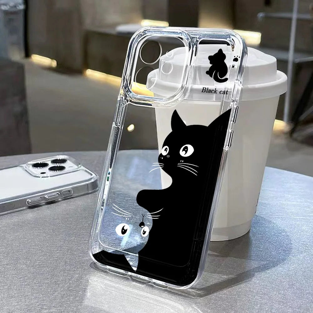 Cute Cartoon Cat Clear iPhone Case – Mobizzio