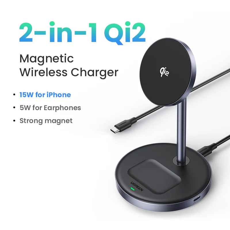 UGREEN Qi2 25W Magnetic Wireless Charger Stand Charging Holder For iPhone 16 15 Pro Max/AirPods Fast Charger for MagSafe