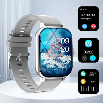 Sports smart watch, fitness activity detector, Bluetooth calling, message reminder view, unisex, suitable for Android and iPhone