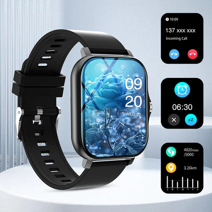 Sports smart watch, fitness activity detector, Bluetooth calling, message reminder view, unisex, suitable for Android and iPhone