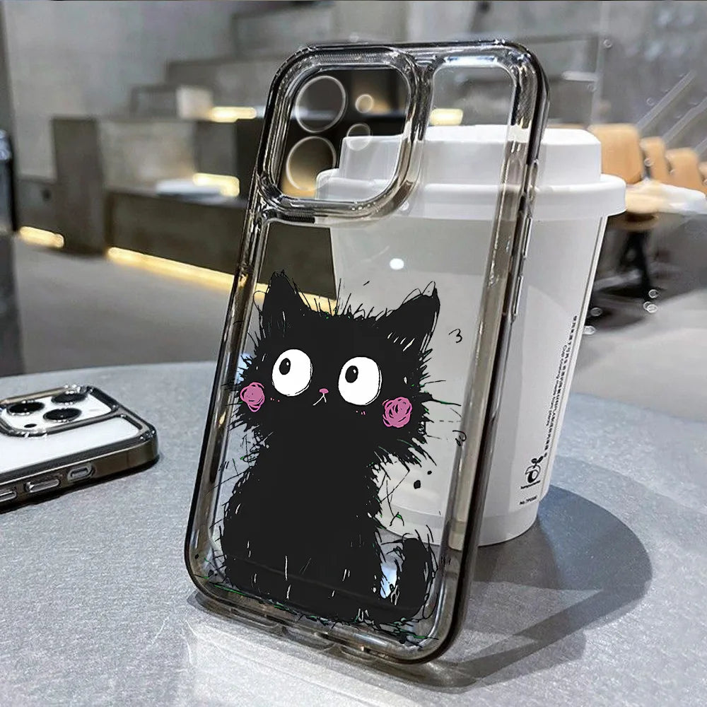 Cute Cartoon Cat Clear iPhone Case – Mobizzio