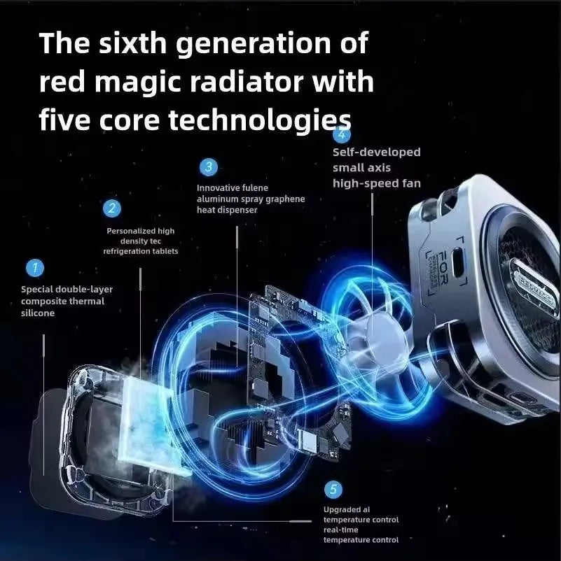 6 PRO Liquid Cooler Phone 30W Power Magnetic Cooling Fan Game Live Streaming For RedMagic 10Pro Honor Magic7 Pro iPhone Android