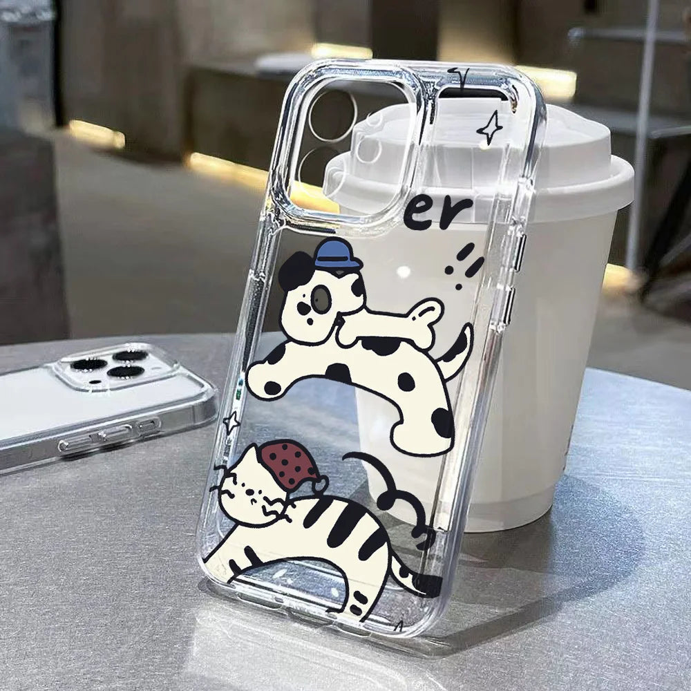 Cute Cartoon Cat Clear iPhone Case – Mobizzio
