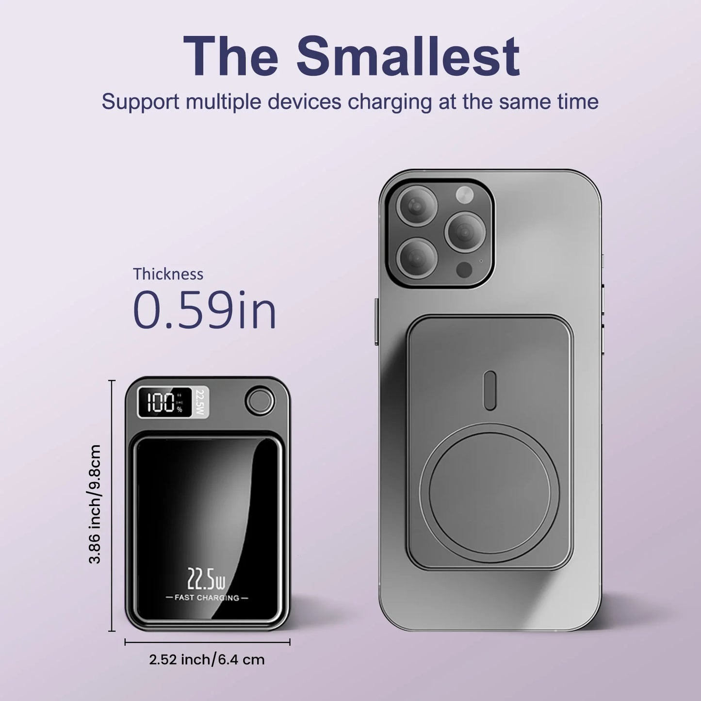 10000mAh Power Bank Magnetic Wireless Charger PD 22.5W Fast Charging for iPhone 15/14/13/12/Pro Max/Pro/Plus/Mini/ AirPods 3/2