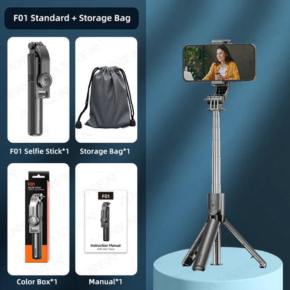 Bluetooth Selfie Stick Tripod Desktop Stand, Phone Holder, Wireless Remote Shutter, for iPhone Android, Option with Fill Light