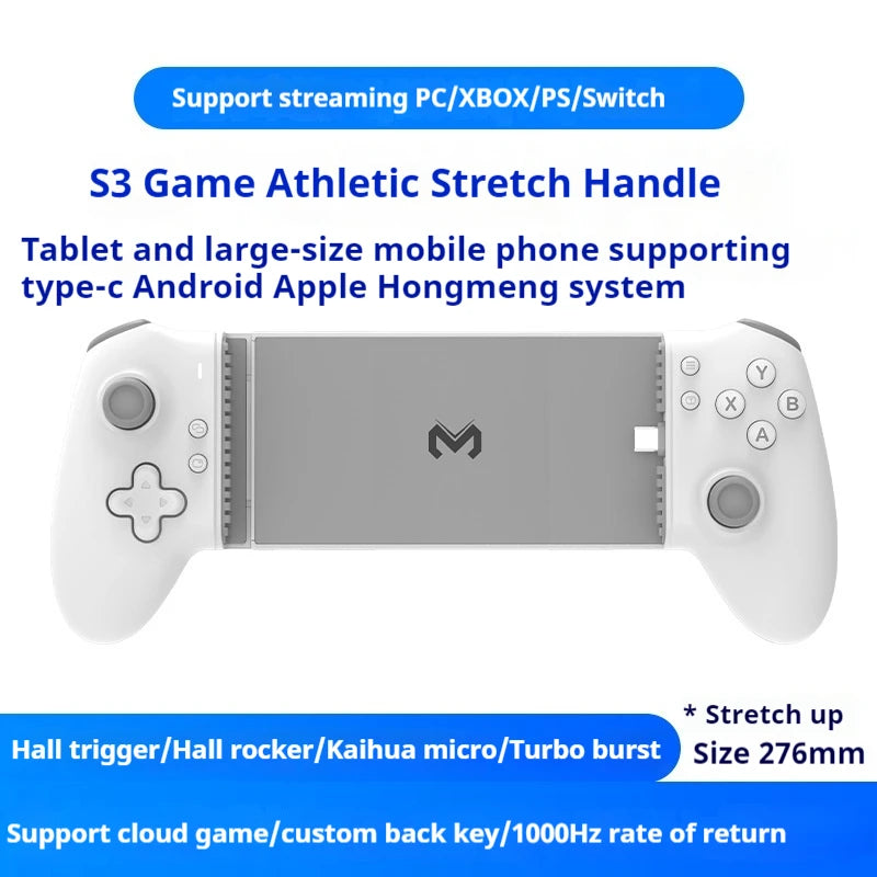 Memo S3 Gamepad Type-C Mobile Phone Controller Hall Effect Stretching Handle Stick Joystick Android Ps Cloud Game Customized