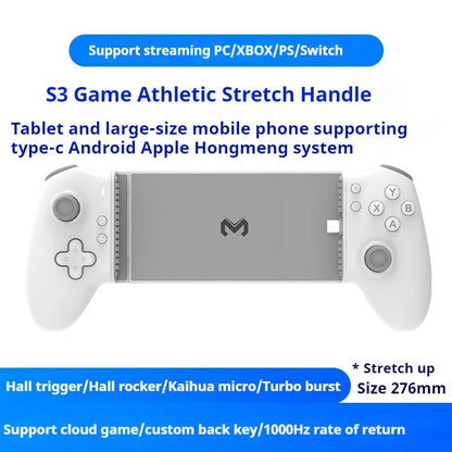 Memo S3 Gamepad Type-C Mobile Phone Controller Hall Effect Stretching Handle Stick Joystick Android Ps Cloud Game Customized