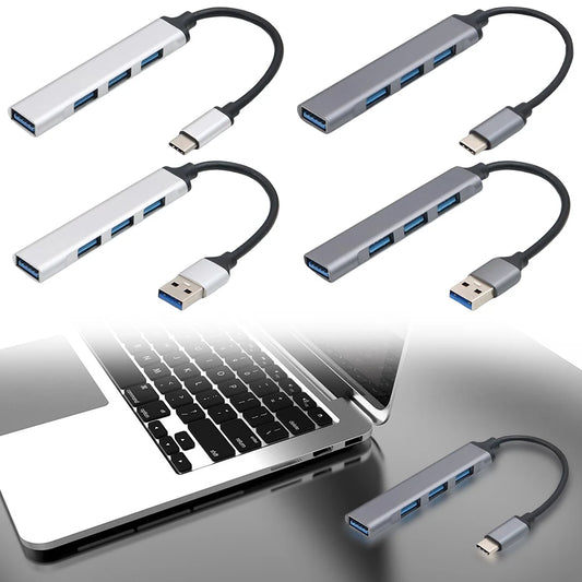 4-In-1 USB 3.0 Hub Adapter 5Gbps USB Splitter USB C To USB Hub Multiple USB 3.0 Hub USB Port Expander for Laptop and PC